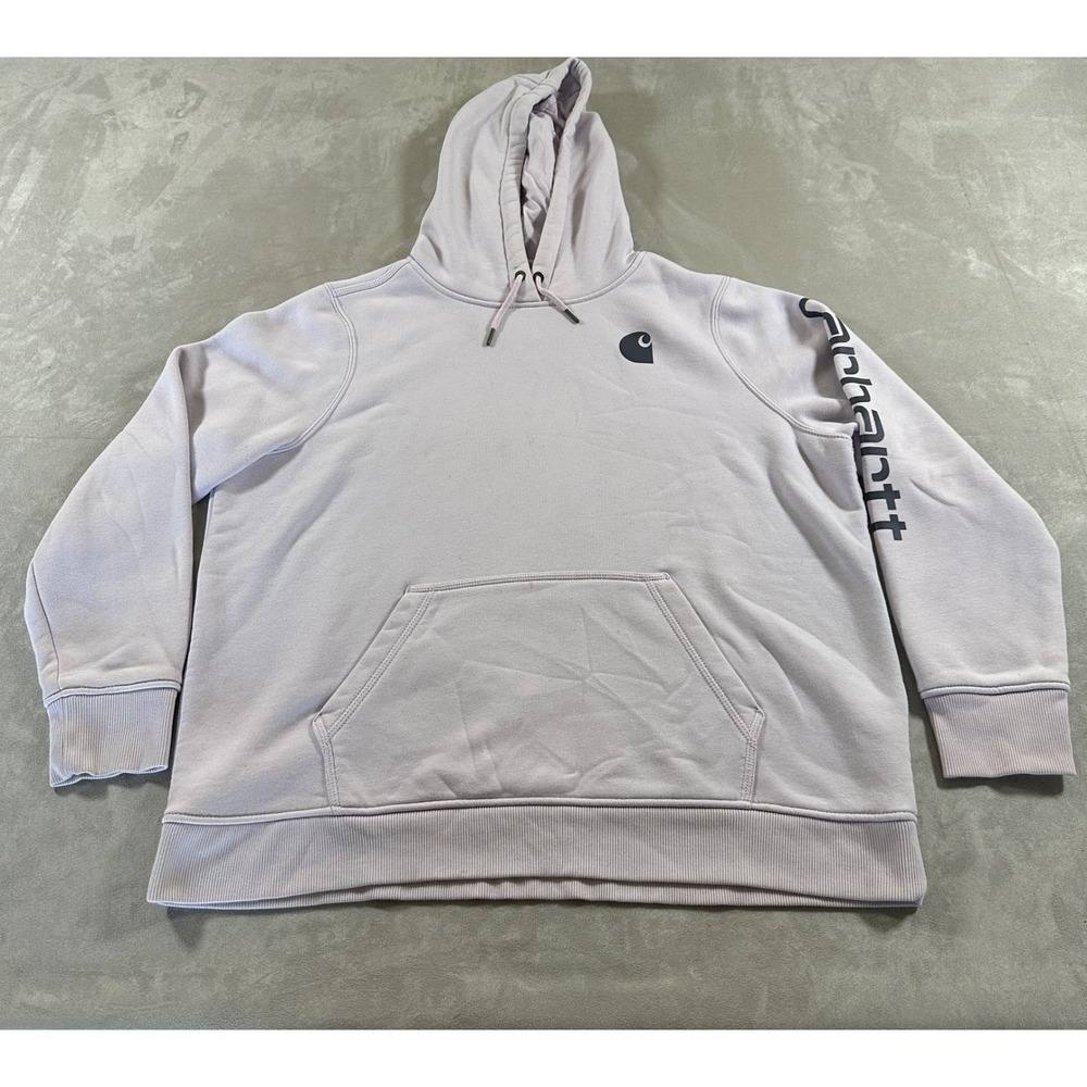 Carhartt Hoodie Women XXL Lavender Relaxed Fit Graphic Sleeve Pullover 102791